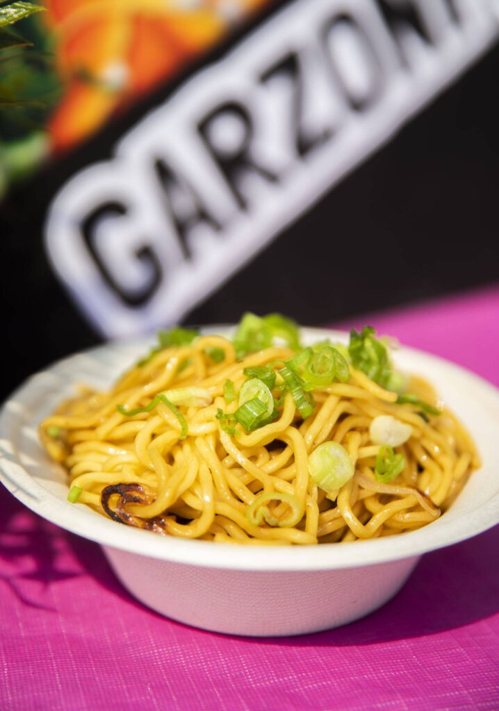 Vegetable soba saltado by Jose Garzón at Taste Edmonds Chef’s Table on Friday in Edmonds. (Olivia Vanni / The Herald)
