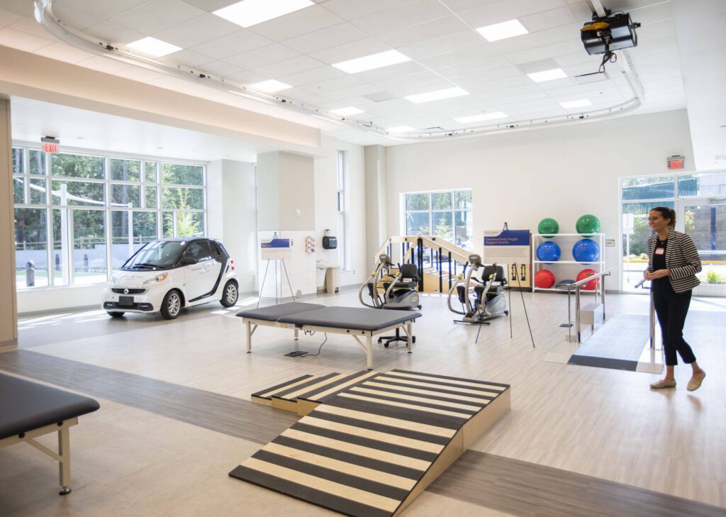Inside the gymnasium area of the new Providence Swedish Rehabilitation Hospital on Wednesday near Lynnwood. (Olivia Vanni / The Herald)
