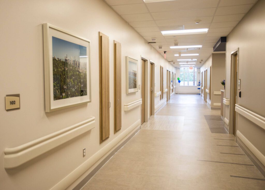 A main hallway of patient rooms in the new Providence Swedish Rehabilitation Hospital on Wednesday near Lynnwood. (Olivia Vanni / The Herald)
