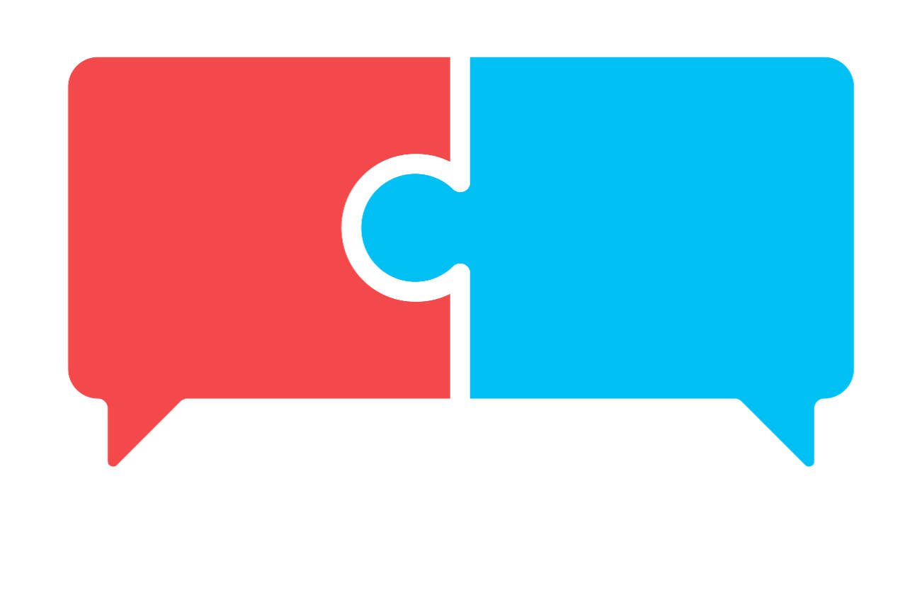 Two bubble text combined as a puzzle. Isolated Vector Illustration
