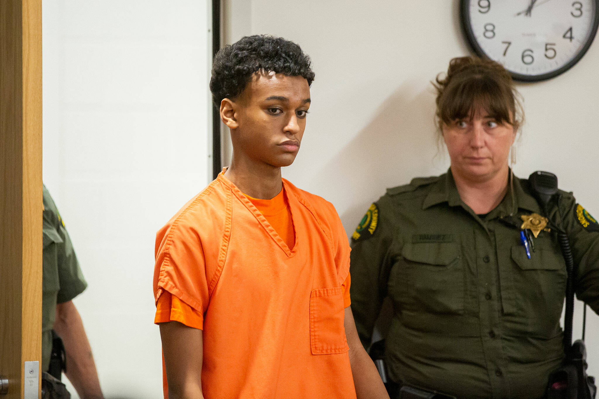Samuel Gizaw, charged in the fatal shooting of 13-year-old Jayda Woods-Johnson, appears in court for his plea hearing on July 10 at Snohomish County Superior Court in Everett. (Ryan Berry / The Herald)