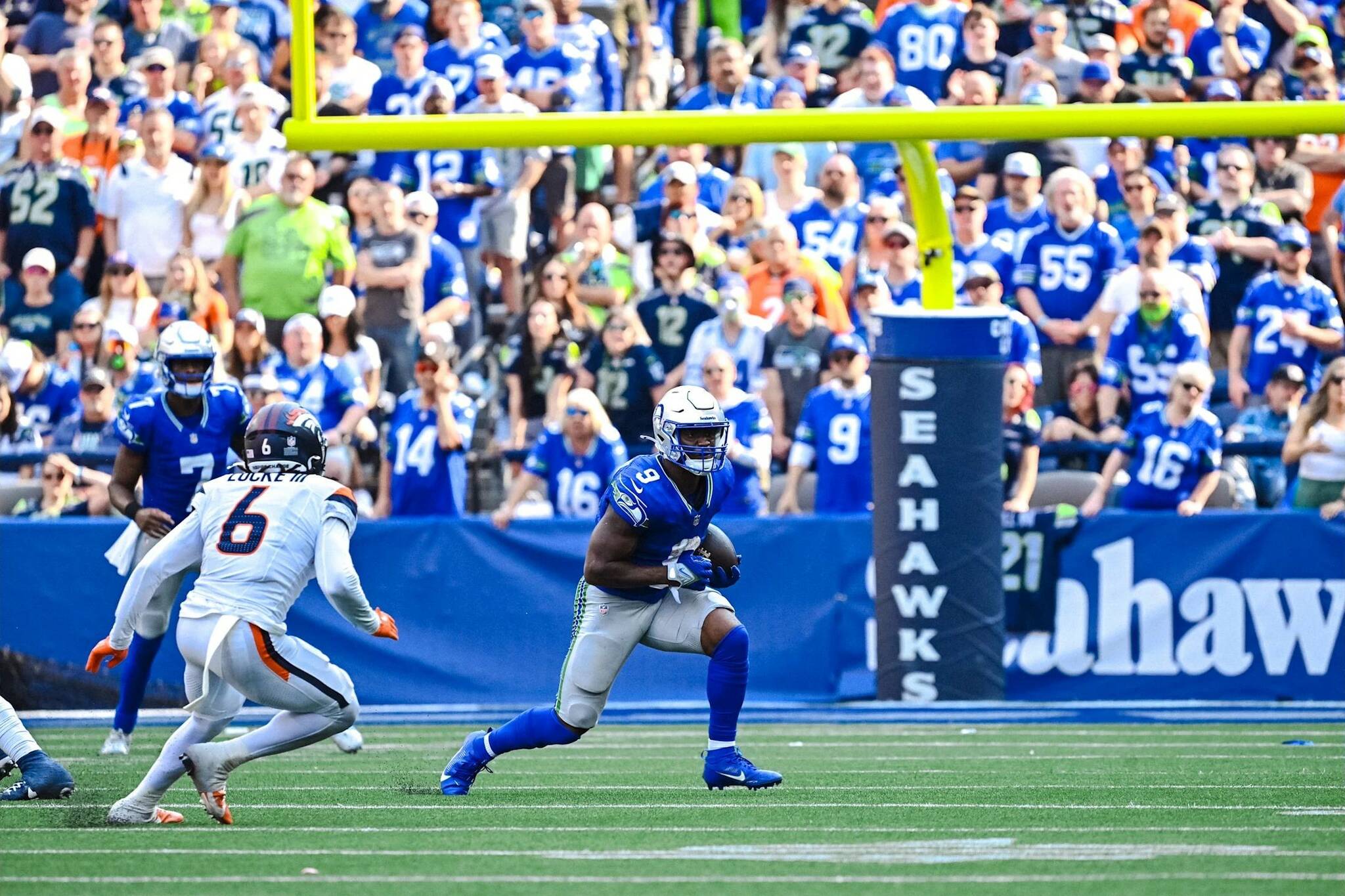 Seattle Seahawks running back Kenneth Walker III carries the ball against the Denver Broncos at Lumen Field on Sept. 8, 2024. (Photo courtesy of the Seattle Seahawks)