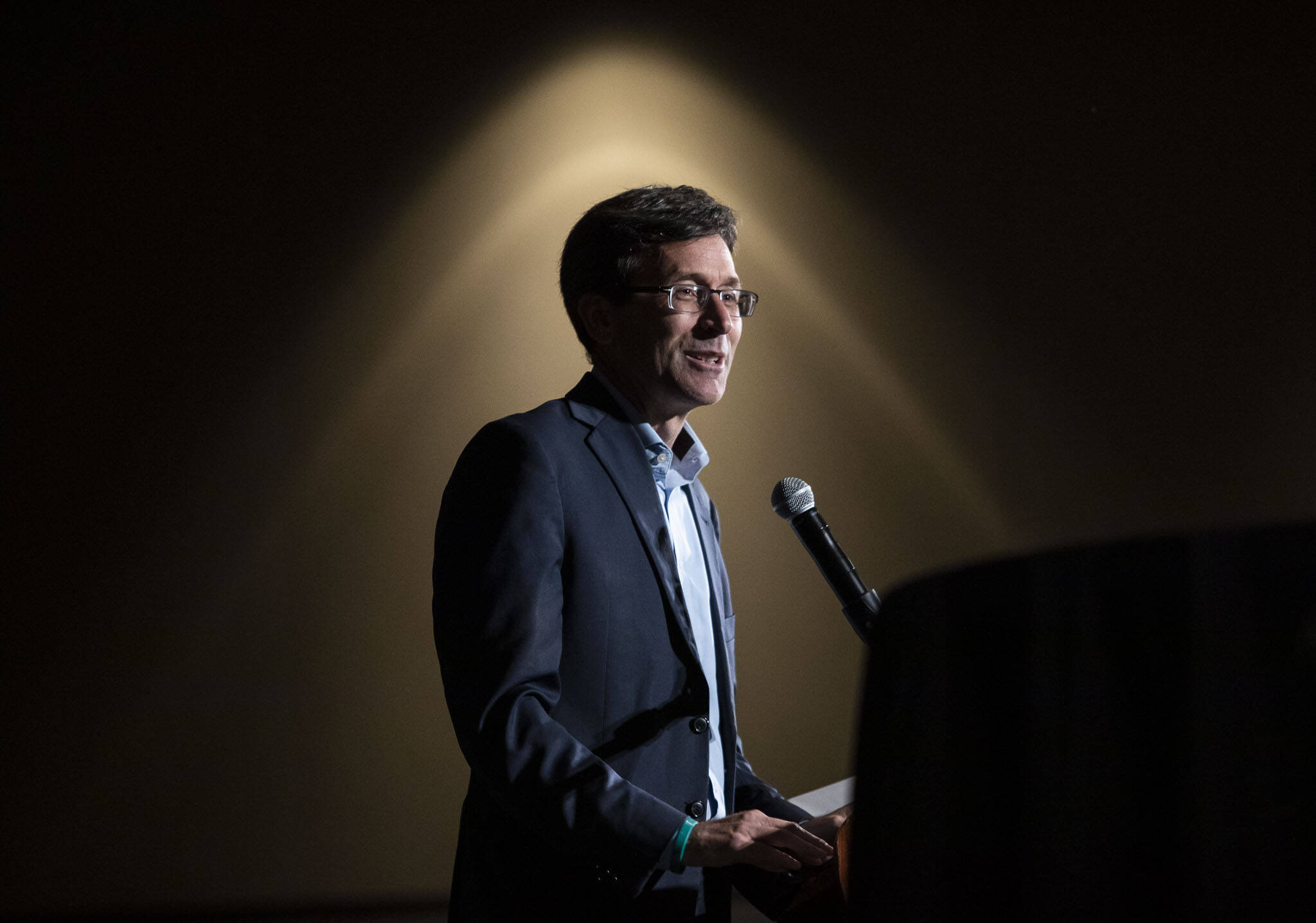 Washington Attorney General Bob Ferguson speaks at the Snohomish and Island County Labor Council champions dinner in October, 2023 in Everett. (Olivia Vanni / The Herald file photo)