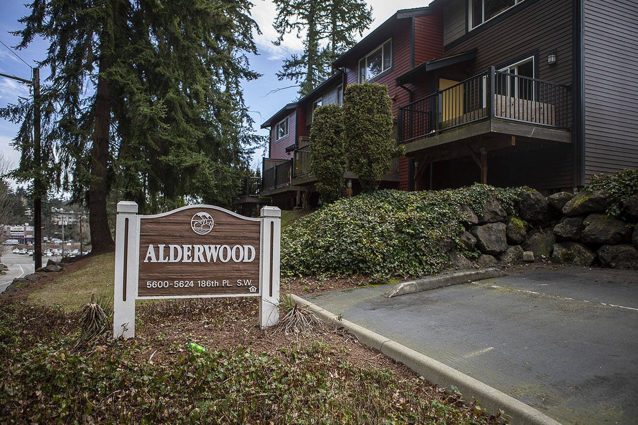 Alderwood Manor, a HASCO building, in Lynnwood, Washington on Thursday, Feb. 2, 2023. (Annie Barker / The Herald)