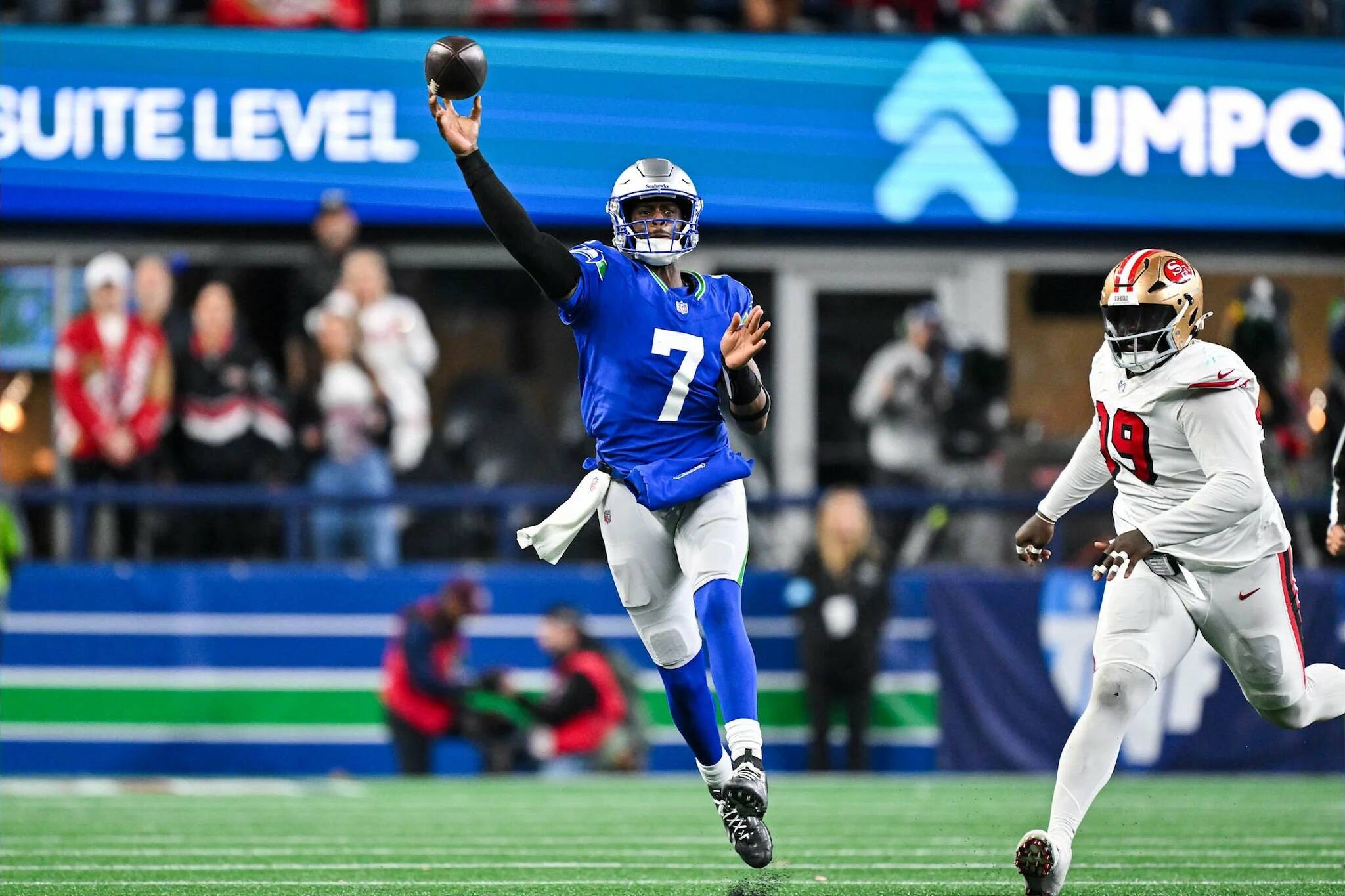 Photo courtesy of the Seattle Seahawks
Geno Smith was terse after the Seattle Seahawks’ loss to the 49ers.