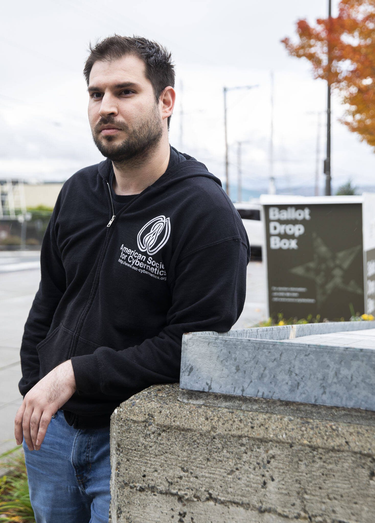 Mike Berryhill, a volunteer with Initiative 24-01, at the Snohomish County Campus on Tuesday, Oct. 29, 2024 in Everett , Washington. (Olivia Vanni / The Herald)