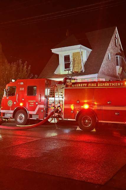 Everett firefighters extinguished a fire in the 2000 block of 26th Street early Thursday morning. (Photo provided by the Everett Fire Department)