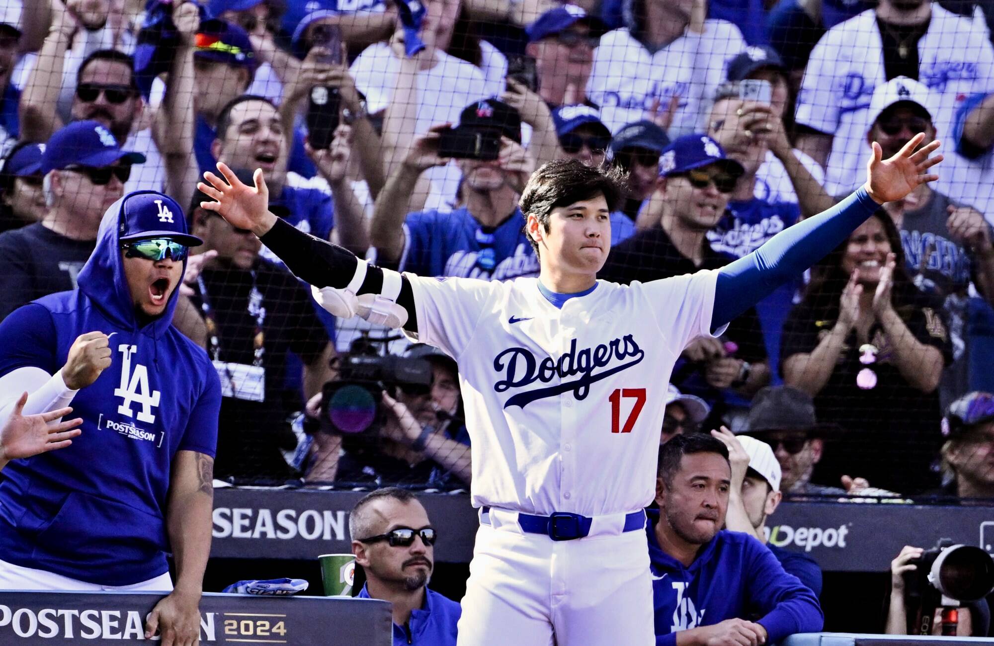 Dodgers star Shohei Ohtani is the winner of the National League Most Valuable Player award after he became the first player in MLB history to hit 50 home runs and steal 50 bases in the same season. (Keith Birmingham / Orange County Register / SCNG / Tribune News Services)
