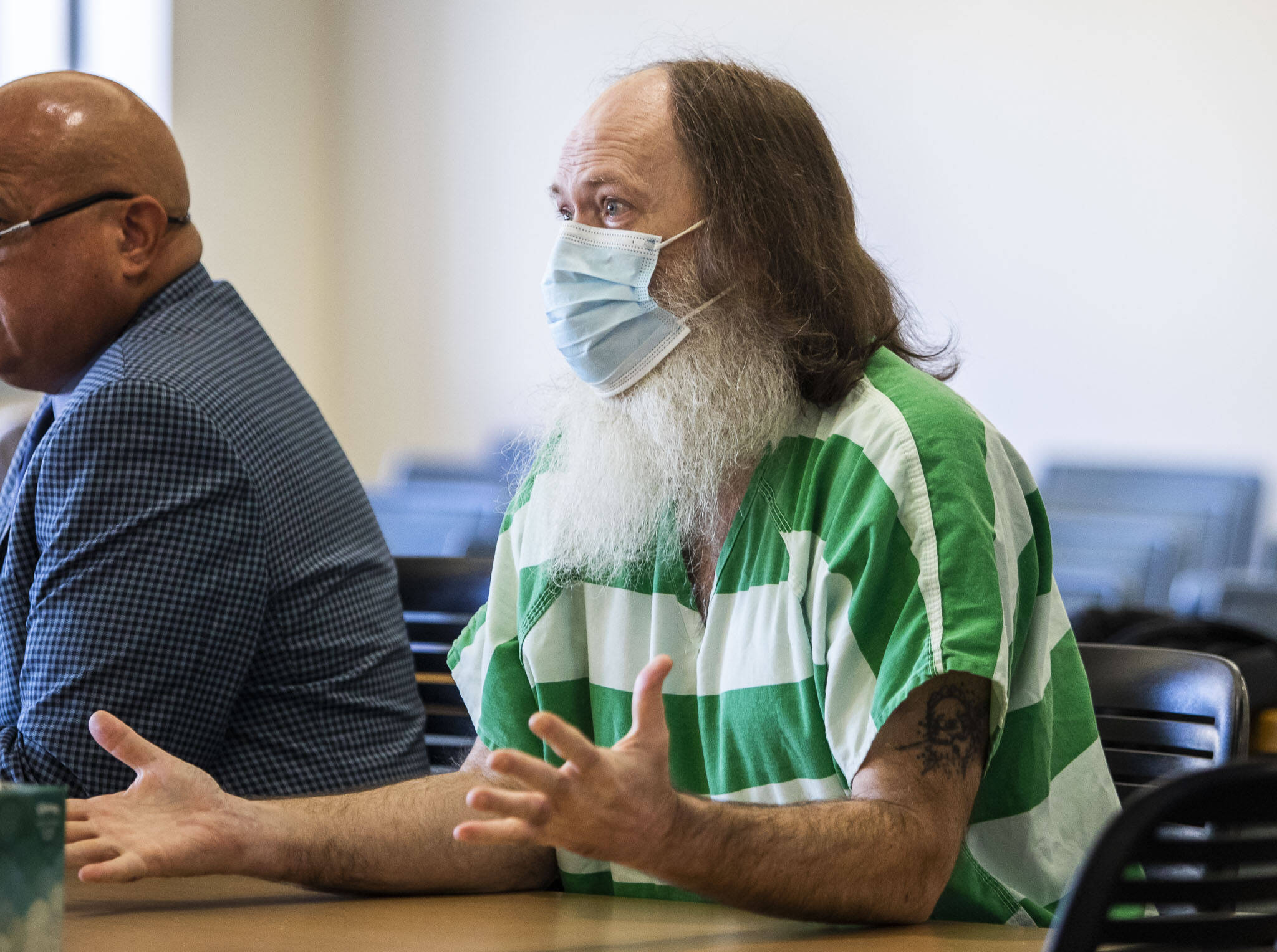Mark Downey speaks at his sentencing at the Snohomish County Courthouse in November 2022 in Everett. (Olivia Vanni / The Herald)