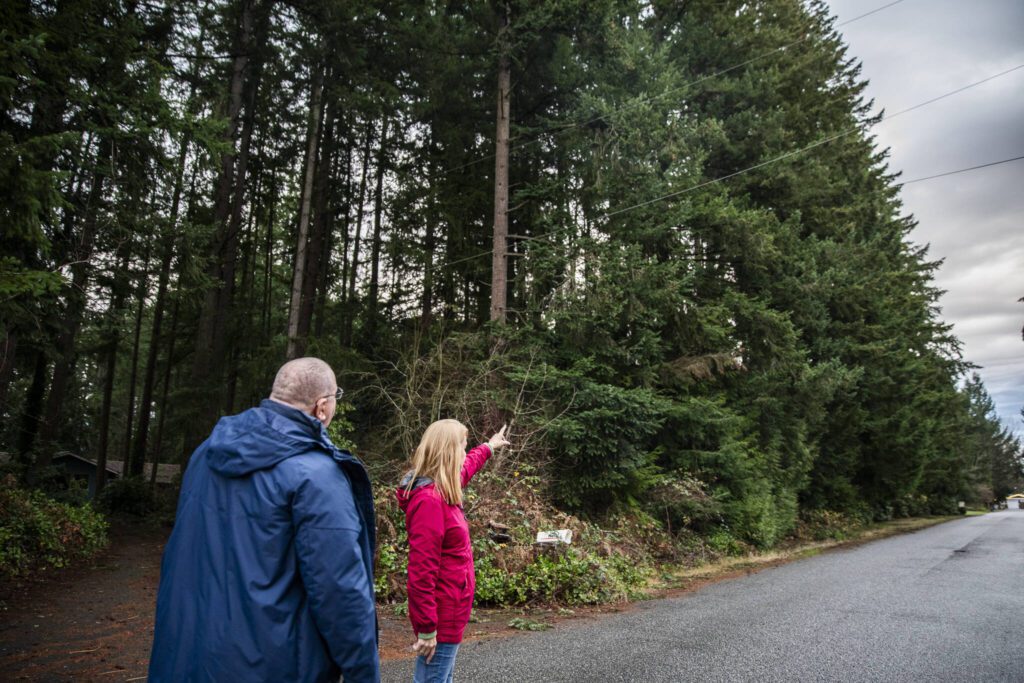 Shelia Davis talks about how the proposed development will impact the neighborhood on Dec. 20, 2024 in Marysville, Washington. (Olivia Vanni / The Herald)
