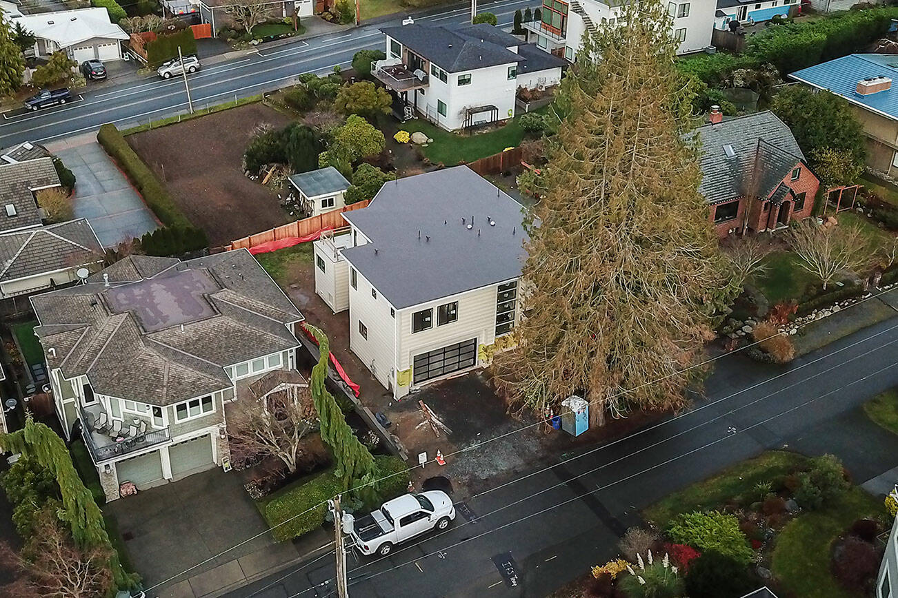 A new home currently under construction on Rimmer’s former property in Edmonds on Monday, Dec. 16, 2024 in Edmonds, Washington. (Olivia Vanni / The Herald)
