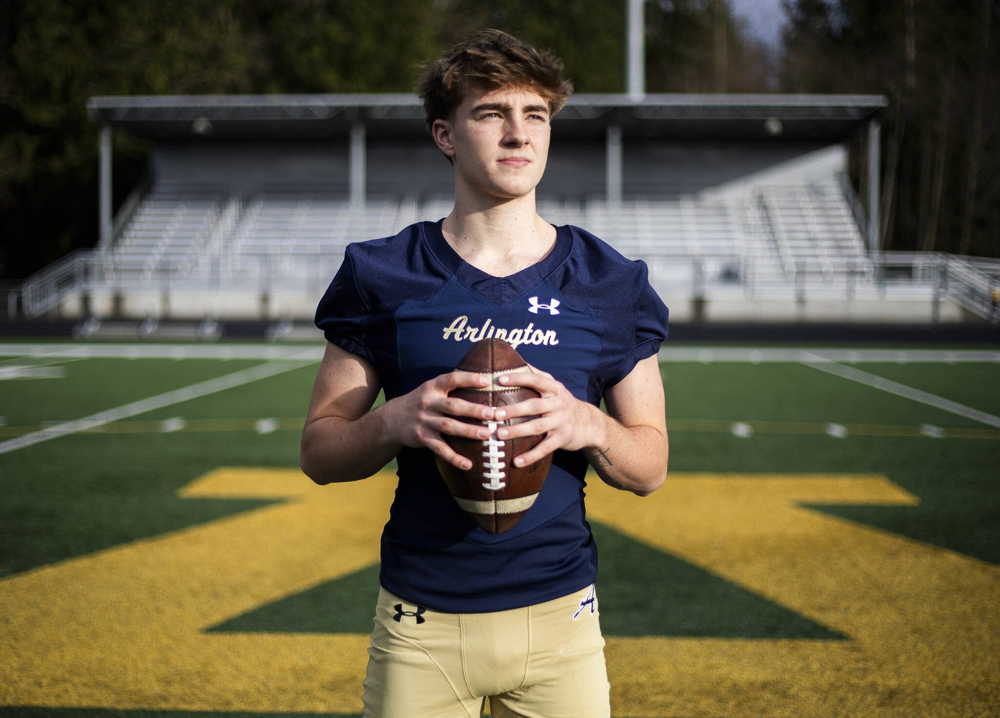 Arlington senior Leyton Martin is The Herald’s 2024 Offensive Football Player of the Year. (Olivia Vanni / The Herald)