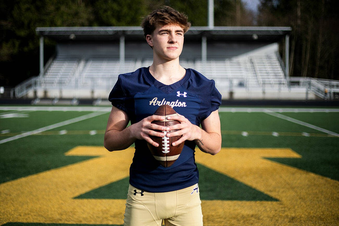 Arlington senior Leyton Martin is The Herald’s 2024 Offensive Football Player of the Year. (Olivia Vanni / The Herald)