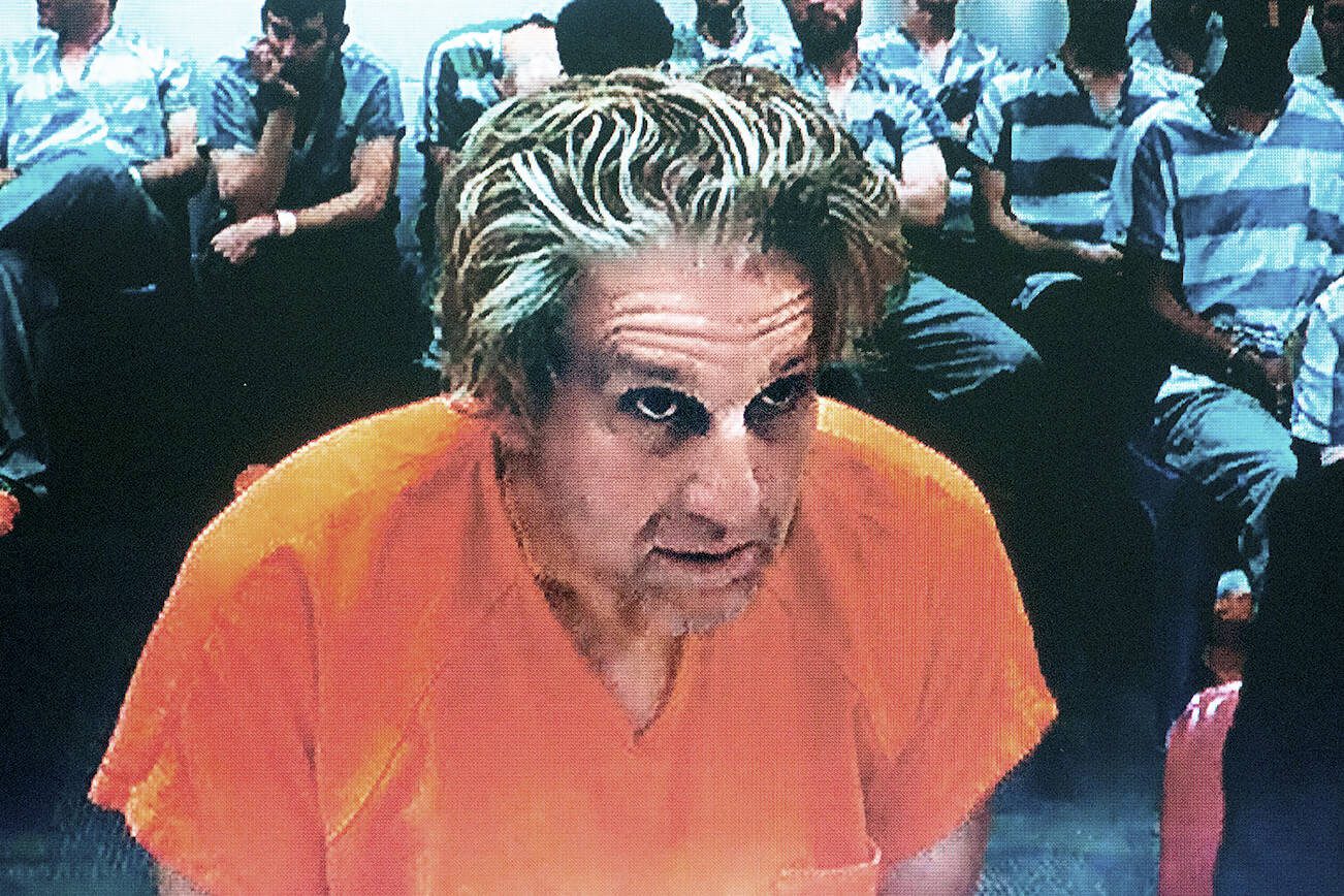 Jeffrey Allen Cook is arraigned via video at the Snohomish County Courthouse on Thursday, Oct. 4, 2018 in Everett, Wa. HE was arrested on charges of sexual assault on girls in Edmonds. (Andy Bronson / The Herald)