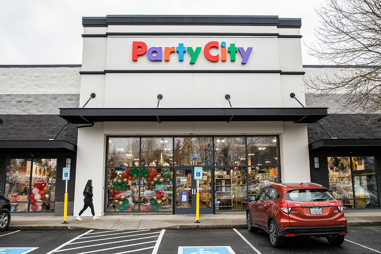 A person walks into the Lynnwood location of Party City hours after it was announced the company would be closing all of it’s stores on Friday, Dec. 20, 2024 in Lynnwood, Washington. (Olivia Vanni / The Herald)