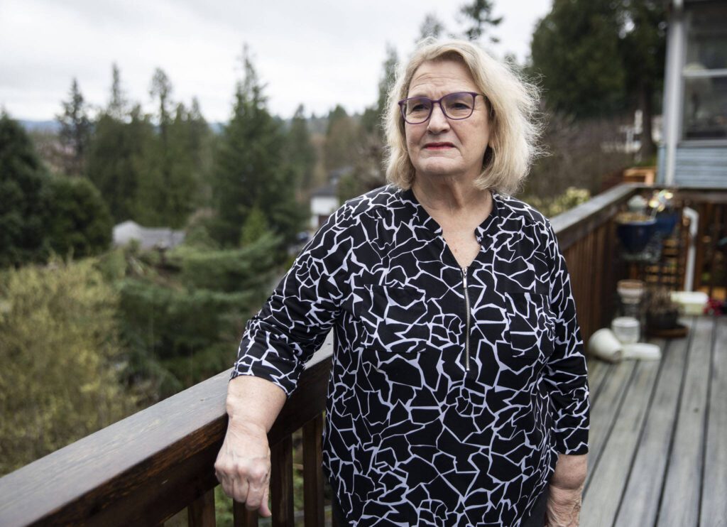 Leri Harper at her home on Feb. 29 in Everett, Washington. (Olivia Vanni / The Herald)

