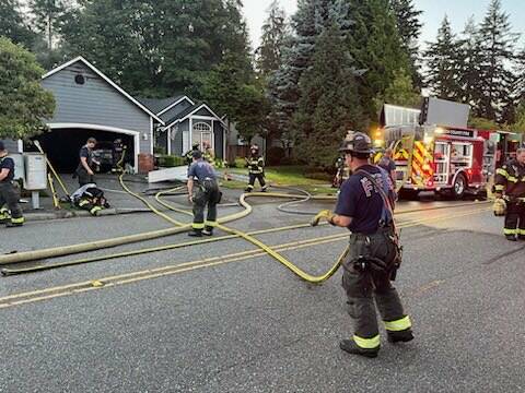 Firefighters respond to a 911 call on July 16, 2024, in Mill Creek. On Wednesday, a team of 40 firefighters from South County Fire, Tulalip Bay Fire Department and Camano Island Fire and Rescue left to help fight the LA fires. (Photo provided by South County Fire)