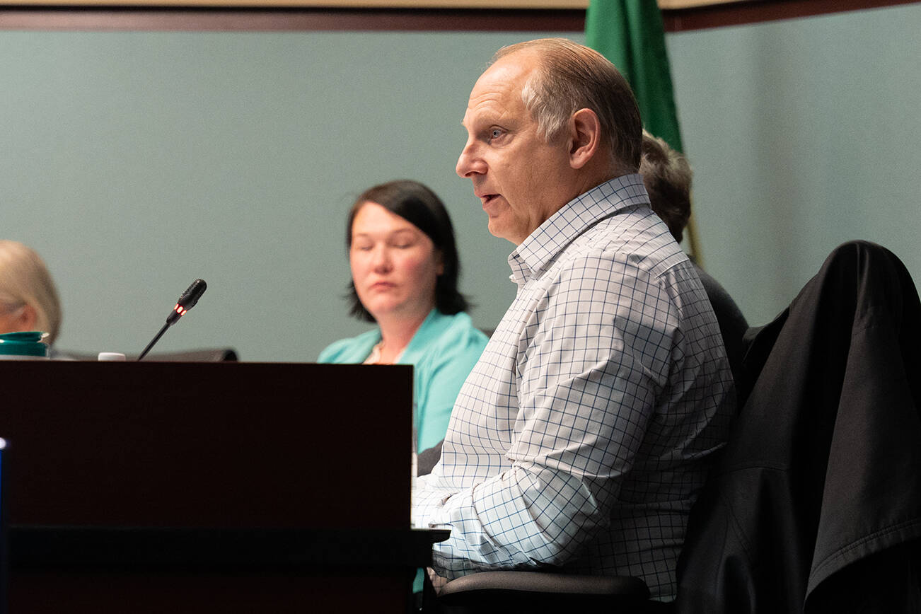 Everett City Council president Don Schwab speaks during a September budget meeting in Everett, Washington. (Will Geschke/The Herald)
