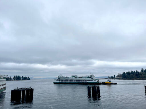 Courtesy of Washington State Ferries
The Elwha, a decommissioned state ferry, was on the move Thursday to its new home in Everett. Washington State Ferries sold the Elwha, which was retired in 2020, to Everett Ship Repair.
