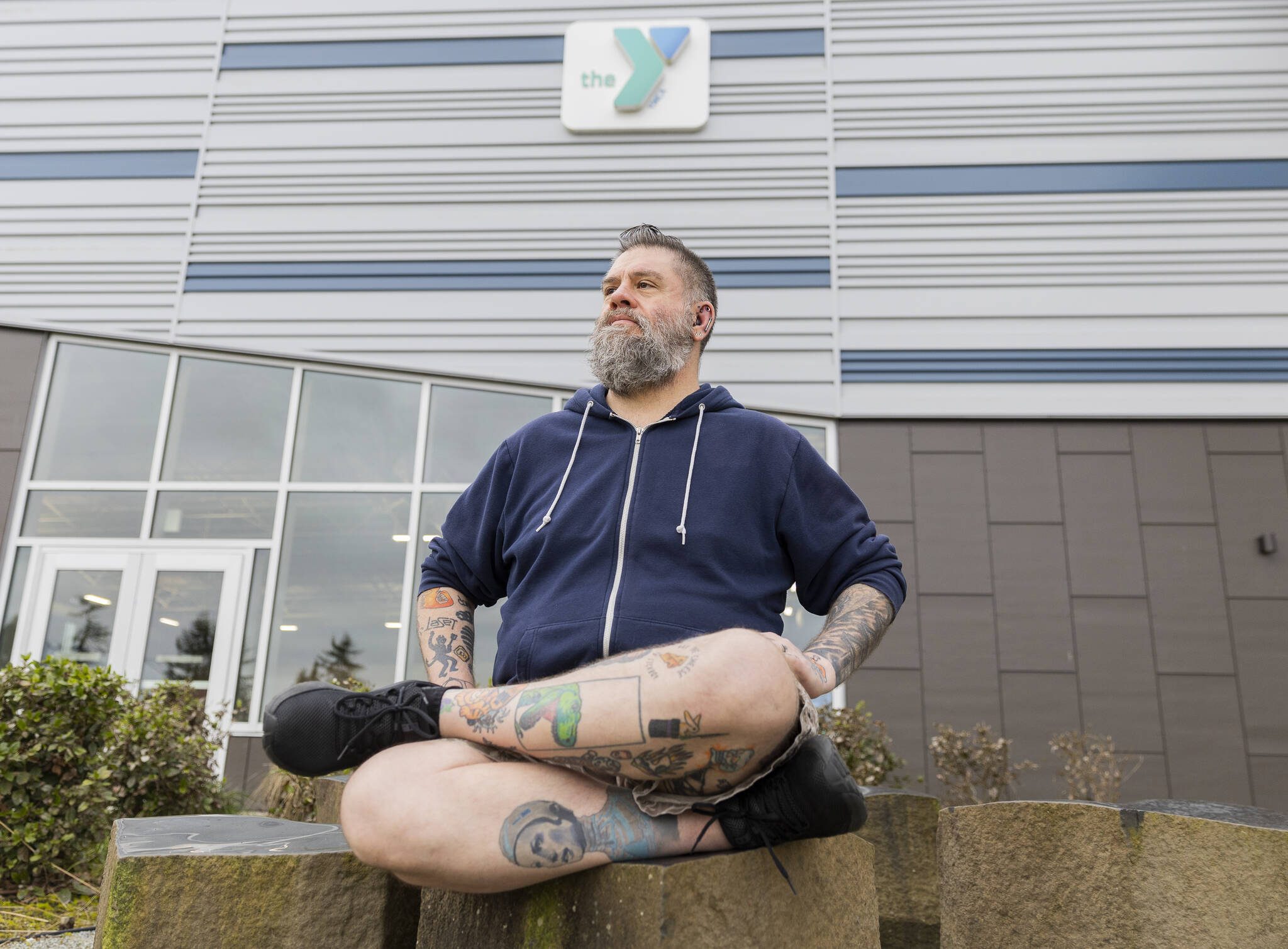 Christopher Bragg outside the Everett YMCA on Feb. 20. (Olivia Vanni / The Herald)