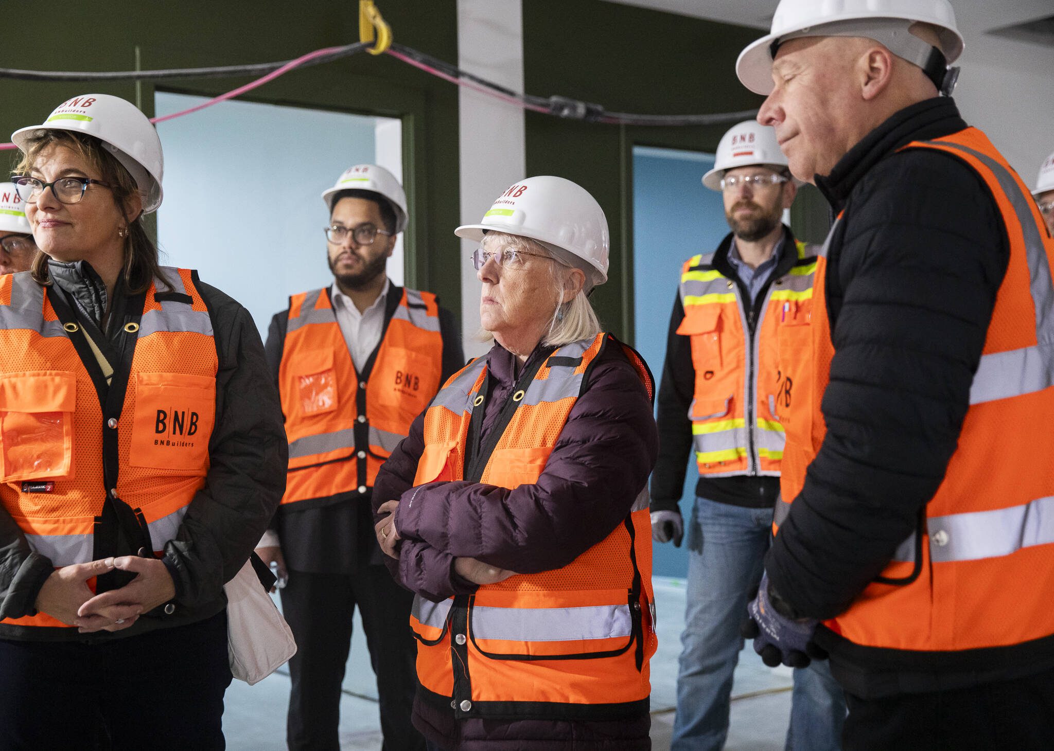 U.S. Sen. Patty Murray tours Compass Health’s new behavioral health facility under construction along Broadway on Friday in Everett. (Olivia Vanni / The Herald)