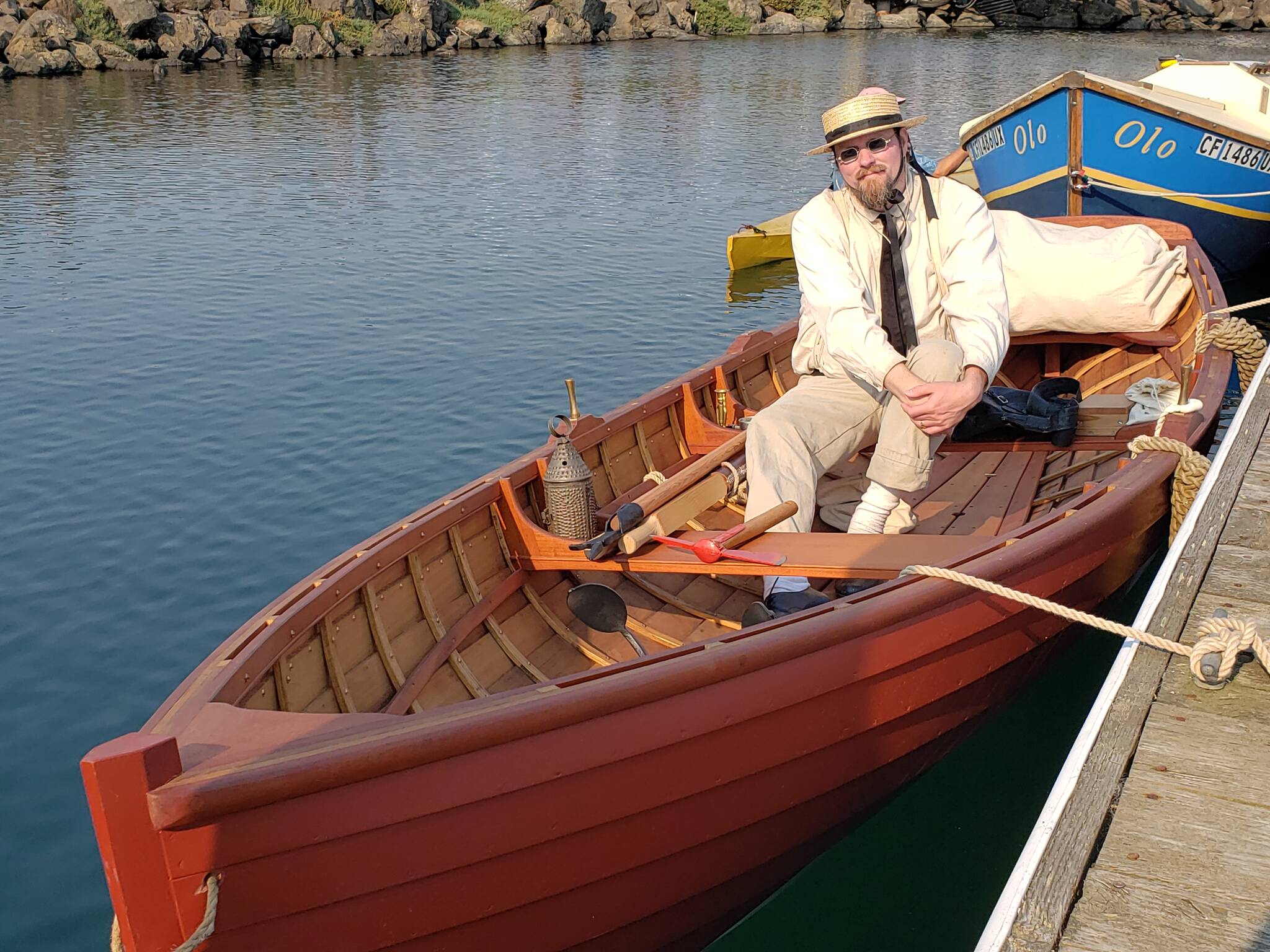 Provided photo 
Tug Buse sits in a period-correct small ship’s boat much like what could have been used by the Guatamozin in 1803 for an excursion up the Stillaguamish River.