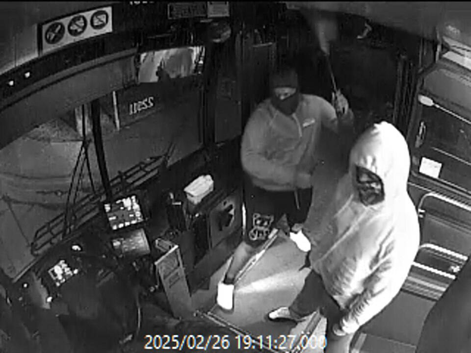 A screen grab from a surveillance video showing what police say is an assault and robbery of a Marysville bus driver on Feb. 26. (Provided photo)