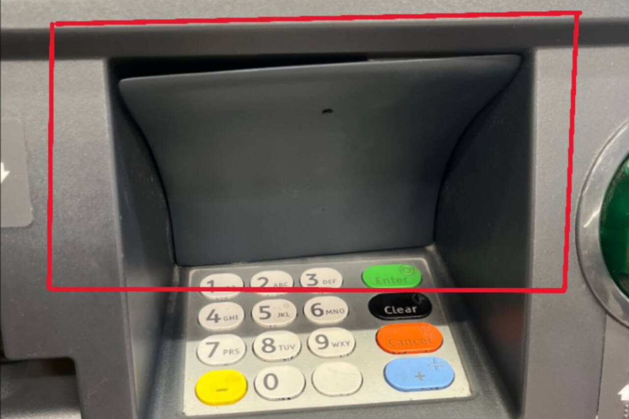 An example of an ATM skimmer. (Photo courtesy Everett Police Department)