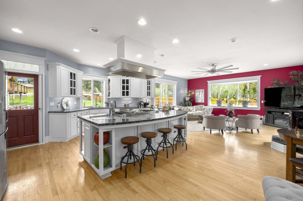 The kitchen and living room at The Grayson. (Photo courtesy of HD Estates and Grayson Bed and Breakfast)
