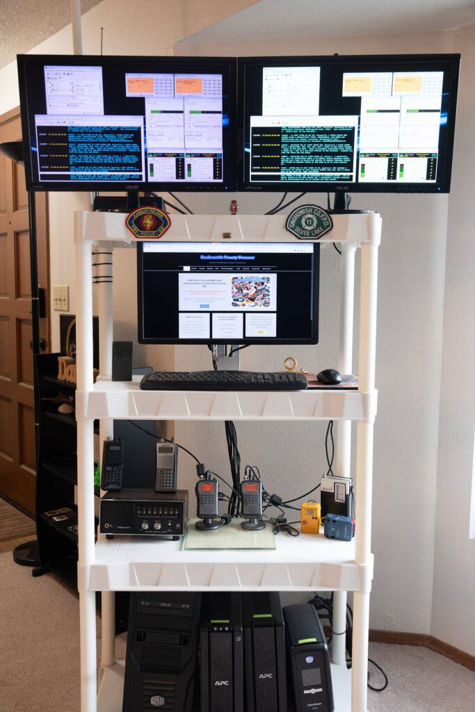 Daron Johnson’s Snohomish County Scanner setup on Tuesday, April 1 in Everett, Washington. (Will Geschke / The Herald)
