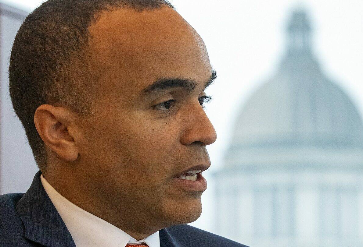 Ryan Berry / Washington State Standard
Washington state Attorney General Nick Brown, seen here during a January interview, is sparring with members of Congress over the state’s immigration policy