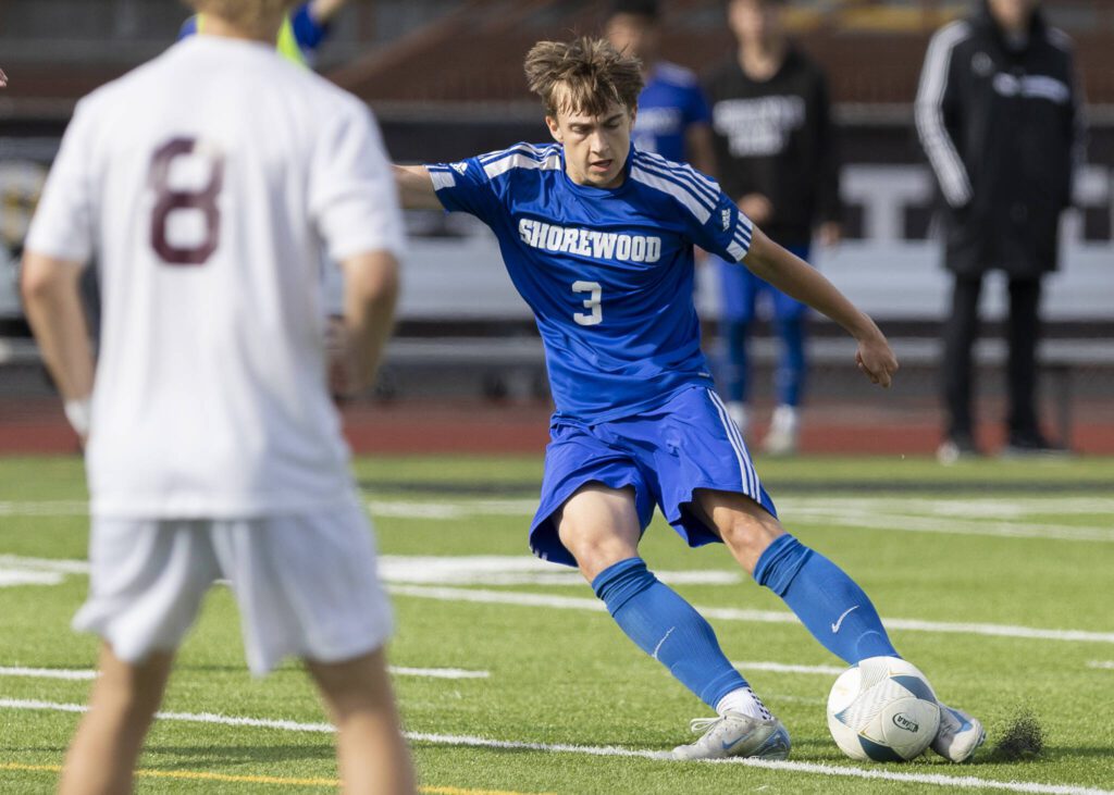 Shorewood’s Tally Lord takes a shot during the 3A state championship game against Mercer Island on Saturday, May 31, 2025 in Puyallup, Washington. (Olivia Vanni / The Herald)
