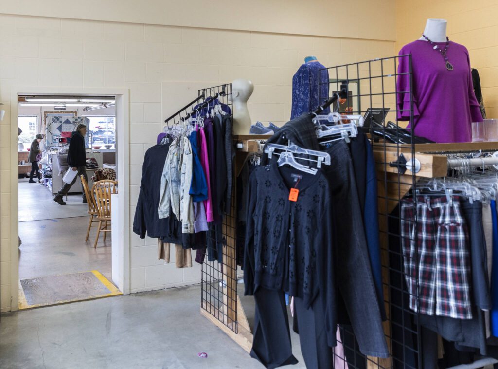 Shoppers walk through the Good Cheer Thrift Store in Langley. (Olivia Vanni / The Herald)
