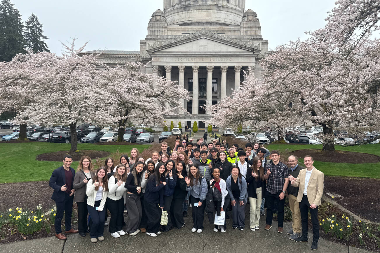 AP government students at Henry M. Jackson High School visited the state Capitol this spring and watched as a resolution they helped draft was adopted in the Senate as part of the Building Bridges Future Leaders Academy. (Josh Estes / Building Bridges)