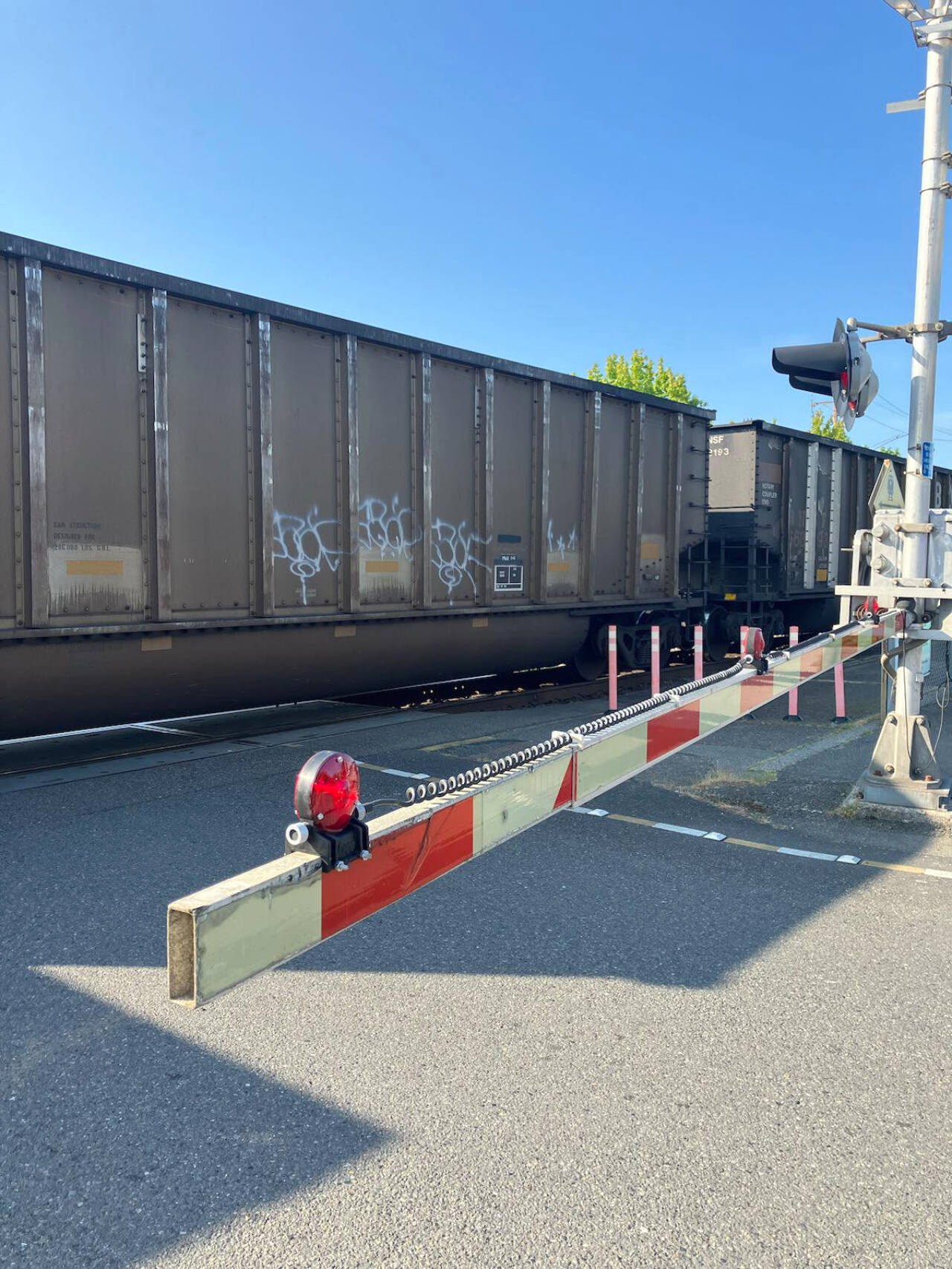 The scene where a BNSF Railway freight train fatally struck a pedestrian Sunday, June 15, 2025, in Edmonds, Washington. (Provided photo)