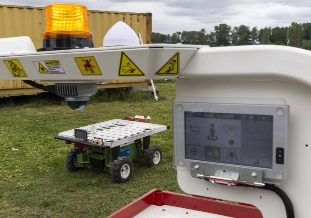 Two types of Burro technology available to farmers on Friday, June 13, 2025 in Snohomish, Washington. (Olivia Vanni / The Herald)
