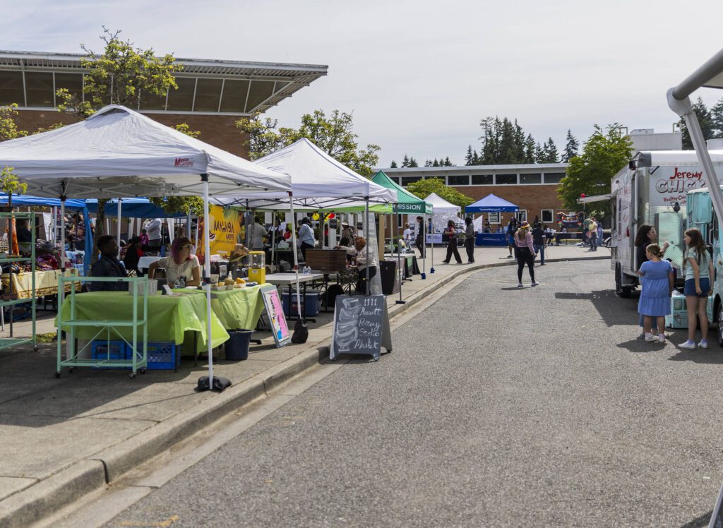 People attend Lynnwood Juneteenth at Cedar Valley Elementary School on Thursday, June 19, 2025 in Lynnwood, Washington. (Olivia Vanni / The Herald)
