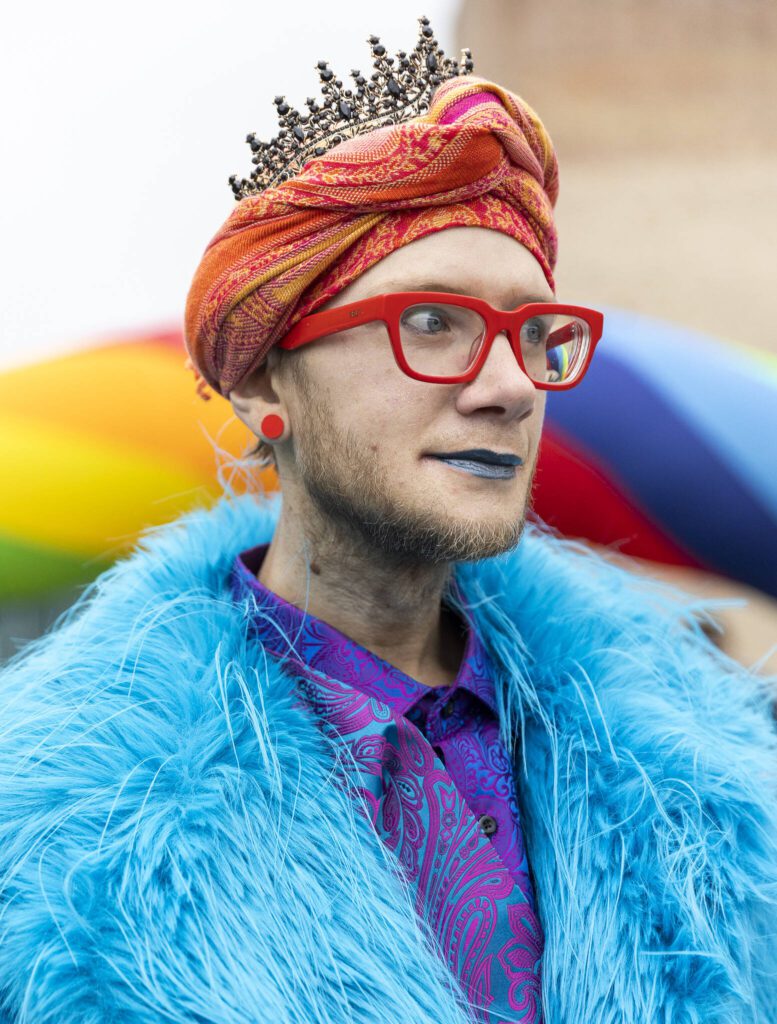 Jerod Fernen poses for a portrait during the Everett Pride Block Party on Saturday, June 21, 2025 in Everett, Washington. (Olivia Vanni / The Herald)
