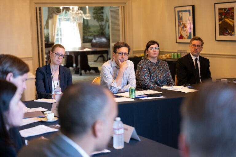 Photo courtesy of Washington governor’s office
Washington Gov. Bob Ferguson, center, met with several statewide elected officials on Monday to discuss the how federal funding cuts could impact the state.