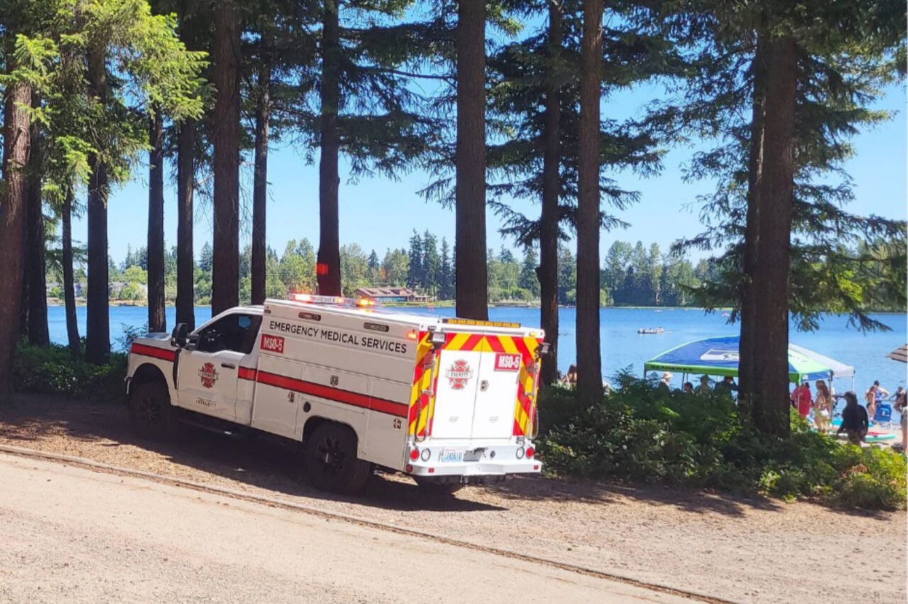 An Everett Medical Services vehicle at Silver Lake on Tuesday, July 8, 2025, in Everett, Washington. (Everett Fire Department)
