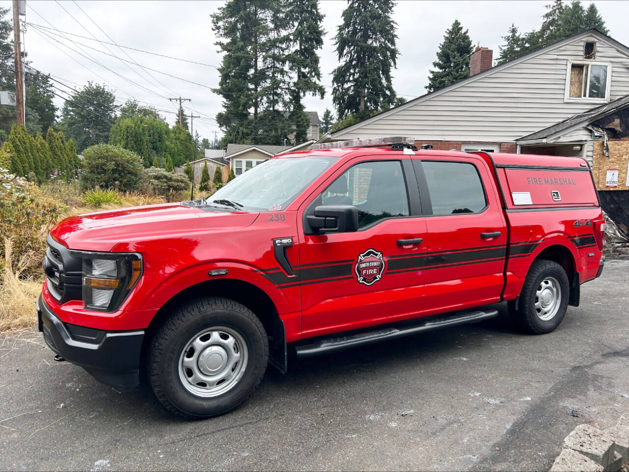 This Ford F-150 from South County Fire was stolen and recovered Friday, July 25, 2025, in Edmonds, Washington, with only minor damage. (South County Fire)