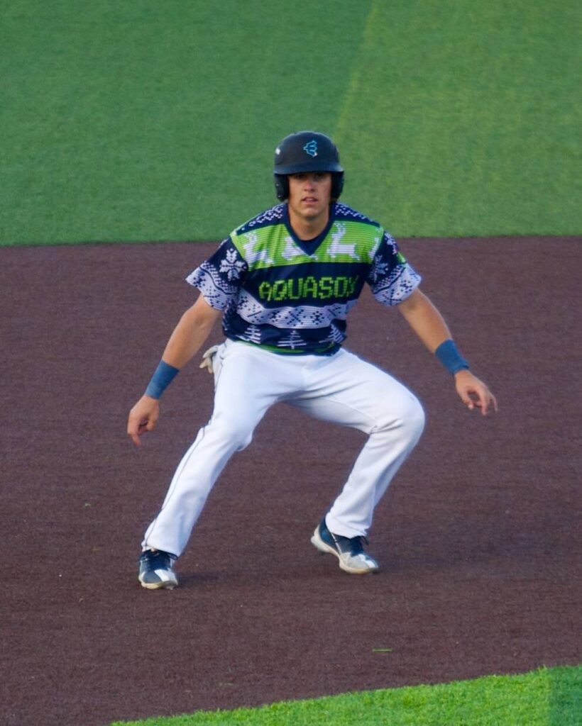 AquaSox infielder Carter Dorighi shuffles along the base path during Everett’s 7-1 win against the Spokane Indians at Funko Field on July 25, 2025. (Joe Pohoryles / The Herald)
