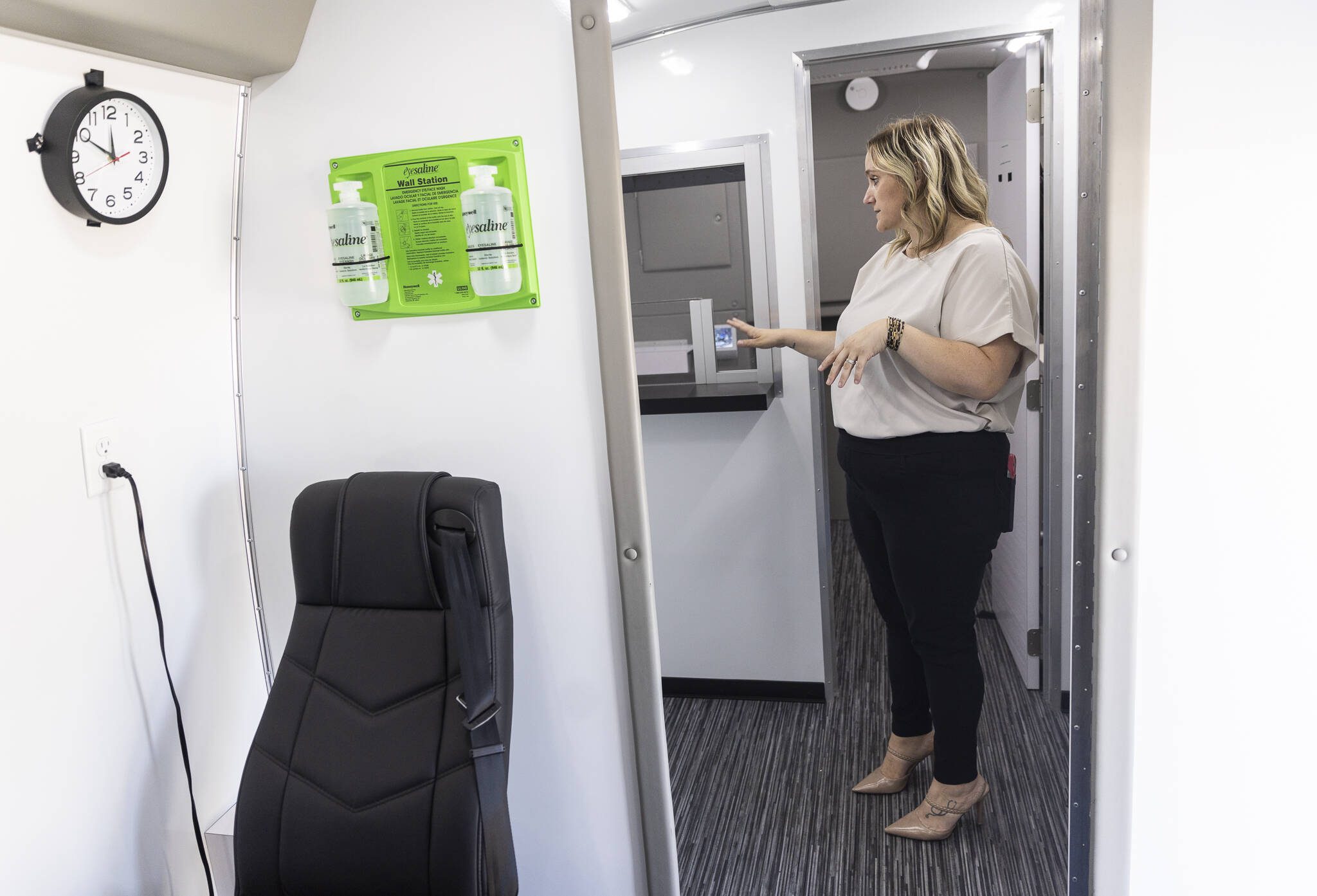 Regional Director Nicole Smith-Mathews talks about the new mobile opioid treatment clinic on Tuesday, July 29, 2025 in Monroe, Washington. (Olivia Vanni / The Herald)