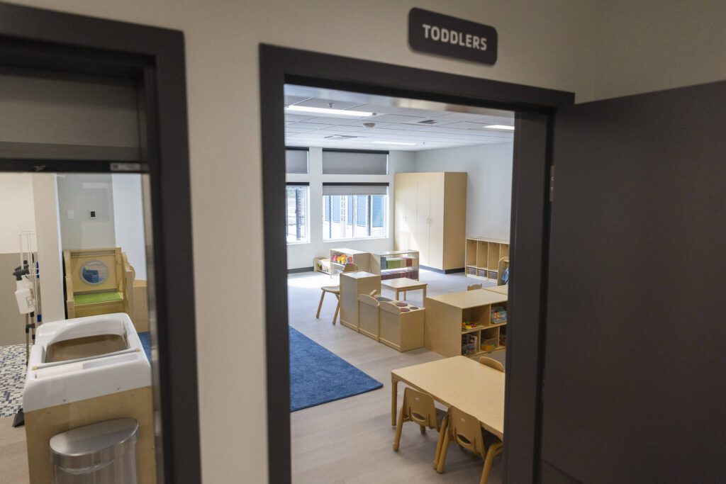 Inside one of the toddler rooms at the new Marysville Family YMCA Early Learning Center on Tuesday, Aug. 5, 2025 in Marysville, Washington. (Olivia Vanni / The Herald)
