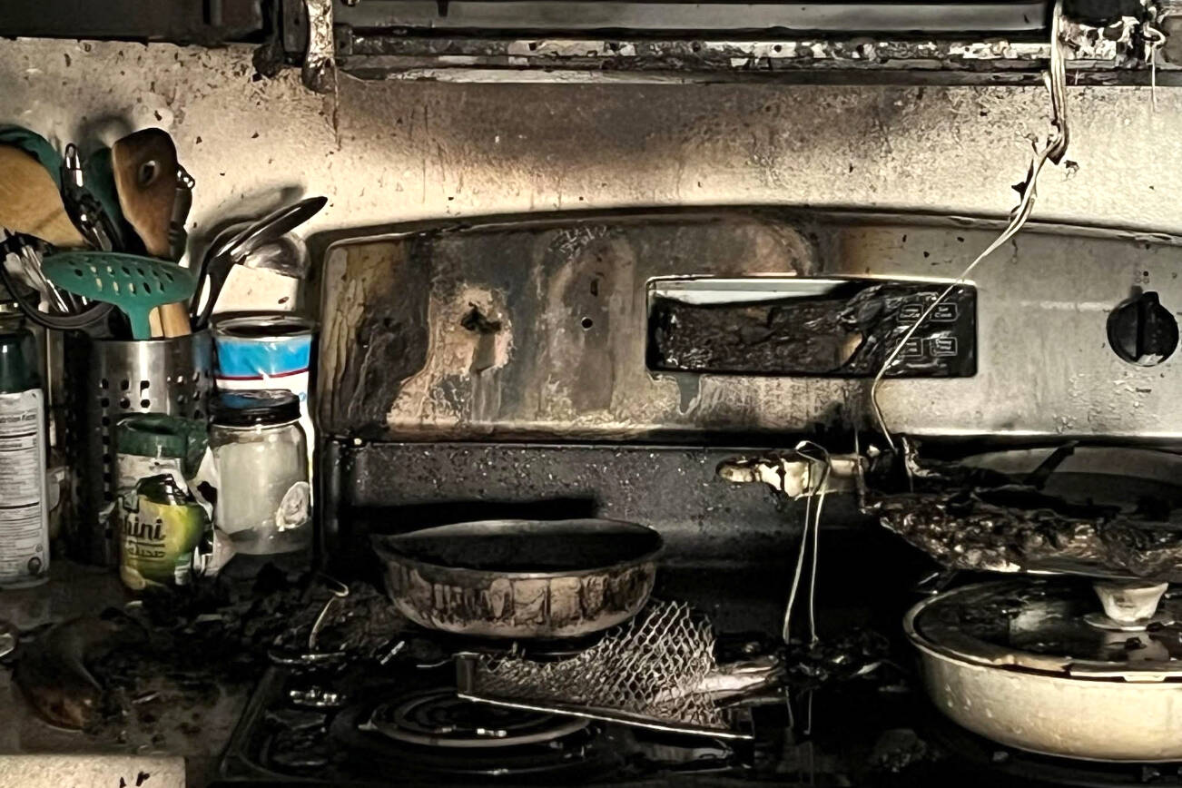 Damage from a kitchen fire at Scriber Creek Apartments in Lynnwood on Monday, Aug. 25, 2025. (South County Fire)