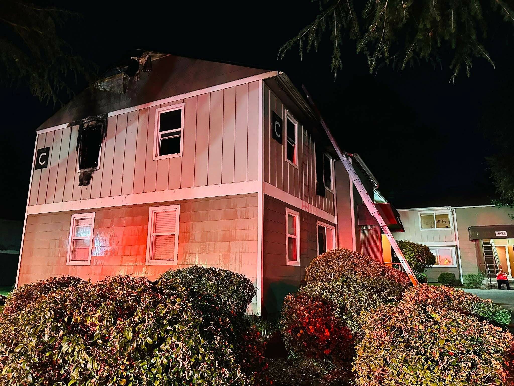 Firefighters responded Thursday to reports of heavy black smoke and flames pouring out of an apartment complex on Fowler Avenue. (Provided photo)
