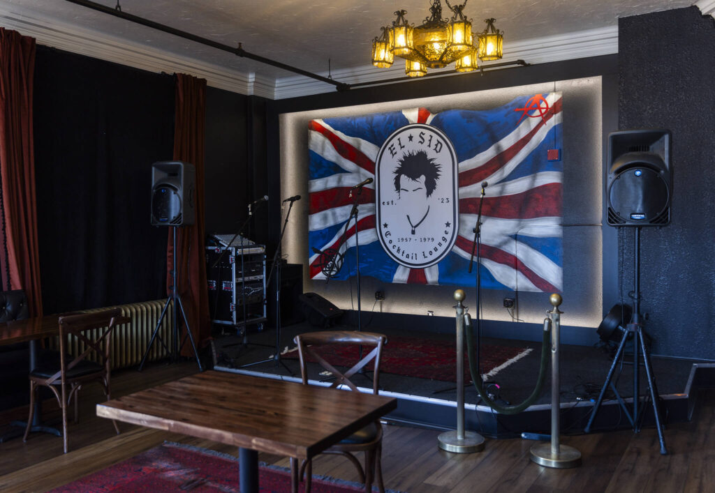 An area for live music inside El Sid on Tuesday, Aug. 12, 2025 in Everett, Washington. (Olivia Vanni / The Herald)
