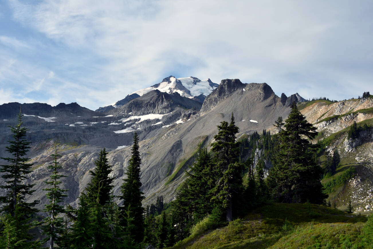 Glacier Peak, elevation 10,541 feet, in the Glacier Peak Wilderness of Mount Baker–Snoqualmie National Forest in Snohomish County. (Caleb Hutton / The Herald) 2019