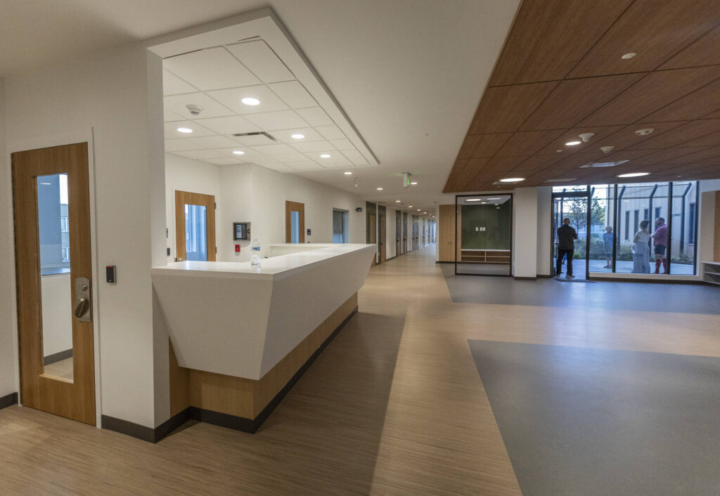 Inside the 16-bed evaluation and treatment unit in the new Marc Healing Center on Wednesday, Sept. 17, 2025, in Everett, Washington. (Olivia Vanni / The Herald)
