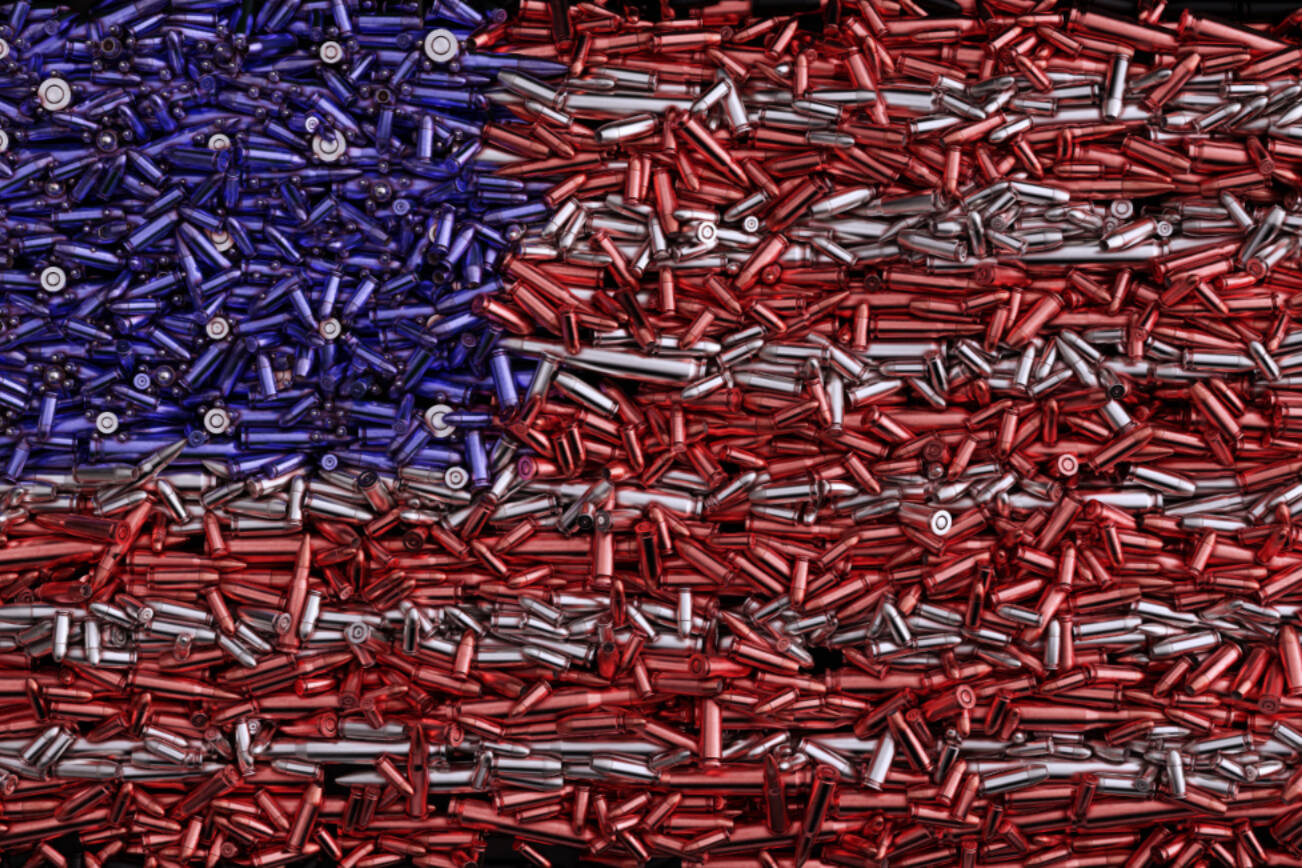 USA Flag formed out of bullets / 3d illustration / 3d rendering